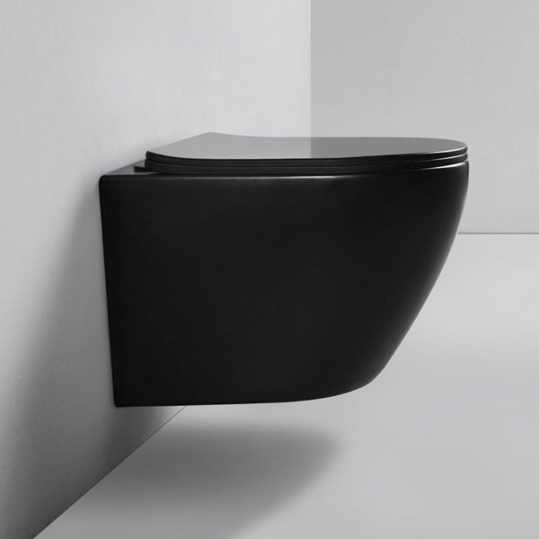 Унитаз подвесной безободковый черный с сиденьем с микролифтом BOND F01-108