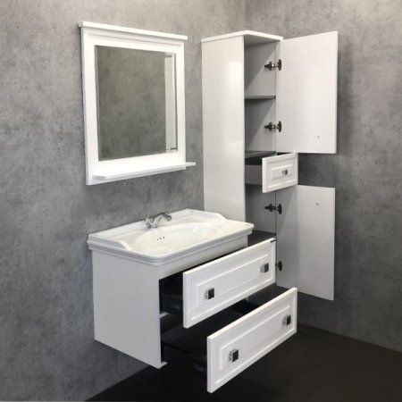 Тумба-умывальник COMFORTY "Феррара-80" белый глянец с раковиной 50180