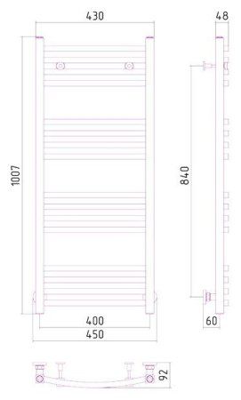 Полотенцесушитель водяной Сунержа Аркус 1000х400 хром