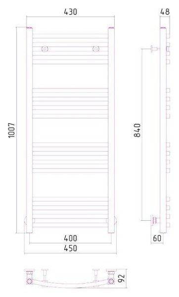 Полотенцесушитель водяной Сунержа Аркус 1000х400 хром
