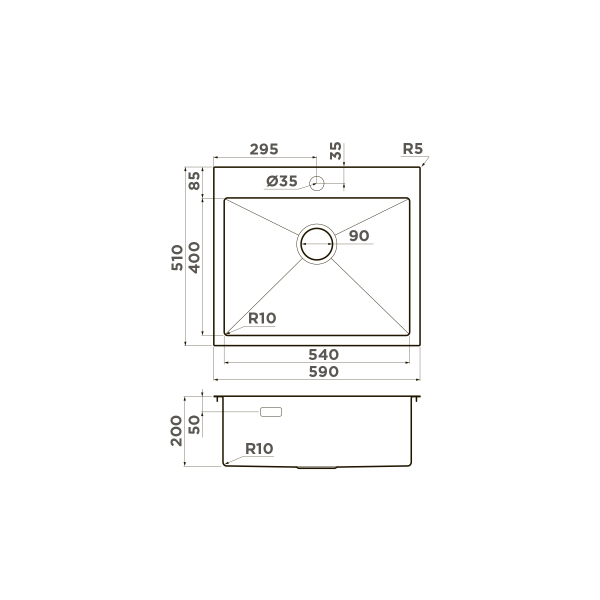 Кухонная мойка Omoikiri Akisame 59-GB нерж.сталь/графит 4997014