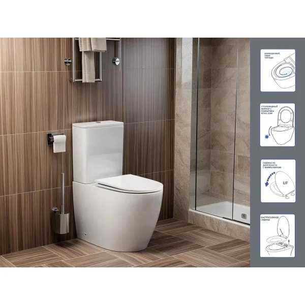 Унитаз-компакт Ceruttispa Vince CT10373 безободковый, торнадо, с сиденьем микролифт, белый