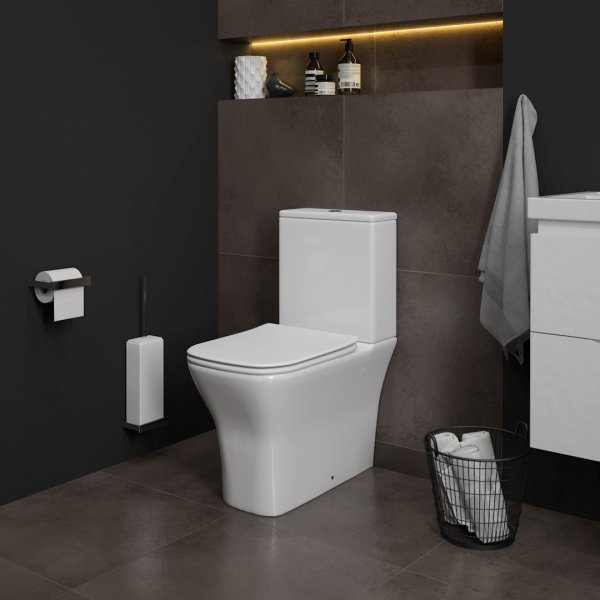 Унитаз напольный Teymi Helmi Pro безободковый, сиденье микролифт T40305