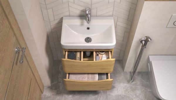 Тумба под раковину Velvex Clay 500-0-2 (9595) навесная (370)