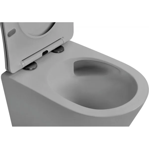 Унитаз подвесной Abber Bequem AC1102TMG безободковый, торнадо, с сиденьем микролифт, серый матовый