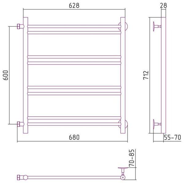 Полотенцесушитель водяной Стилье Версия-Б1 60х60 хром