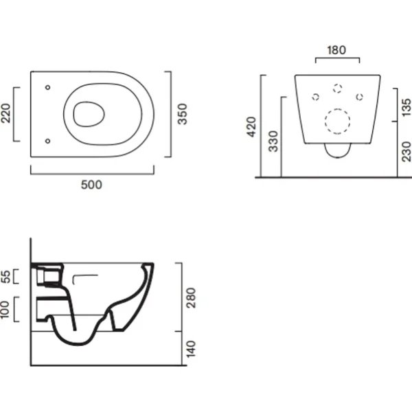 Унитаз подвесной Catalano Sfera 0511500001 безободковый, торнадо, белый глянец