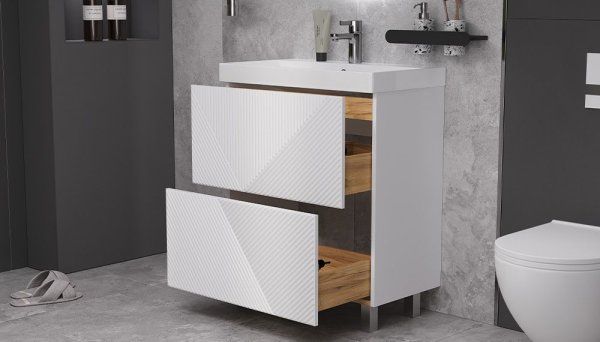 Тумба напольная Velvex Edge 70.2Y, белый глянец (tn.EDG.9696.70.2Y белый глянец)