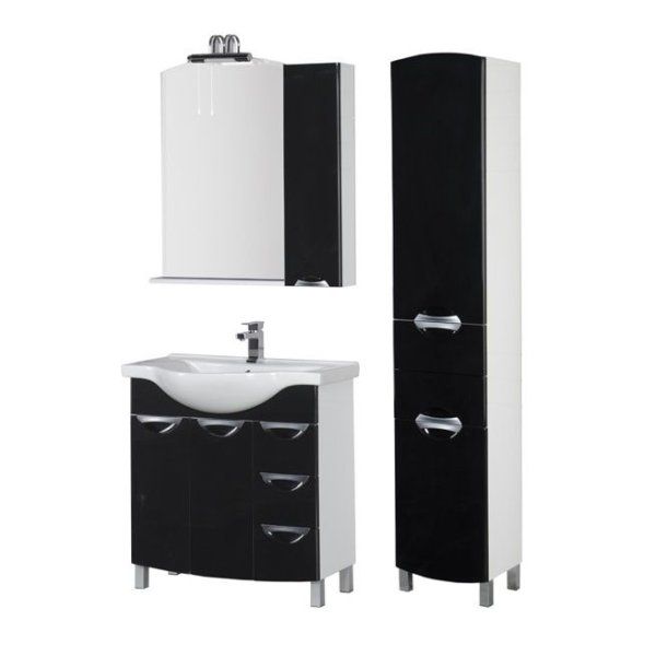 Тумба под раковину Aquanet Асти 00178243 85 черная, 2 дверцы, 3 ящика