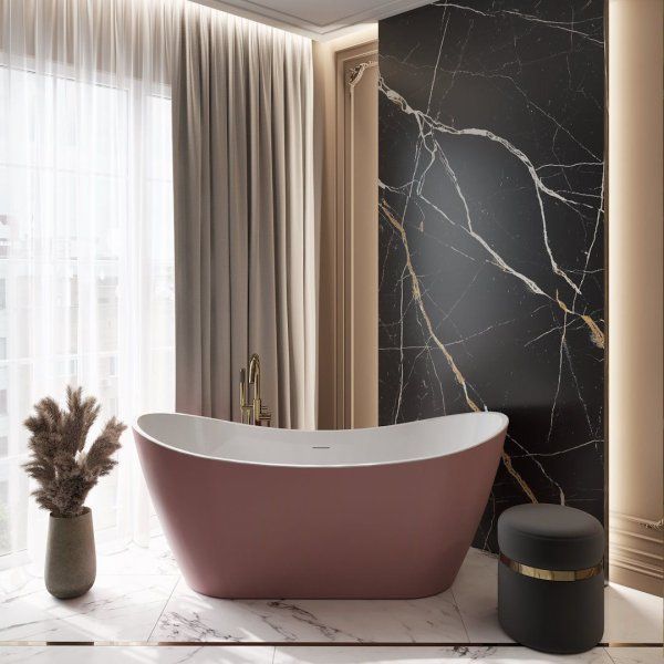 Ванна акриловая отдельностоящая Teymi Ellie 170x80x73, розовая матовая T130117