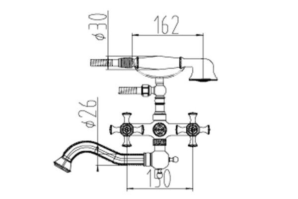 Смеситель Zorg Antic A 7000W-SL для ванны, серебро