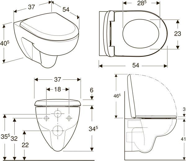 Комплект Geberit Renova 500.124.TC.R инсталляция + унитаз подвесной + крышка-сиденье