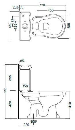 Унитаз-компакт Kerasan Retro 101201 вертикальный выпуск, фурнитура золото