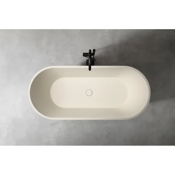 Ванна из литьевого мрамора Abber Frankfurt AM9941MBE 170x75 см, отдельностоящая, светло-бежевый матовый