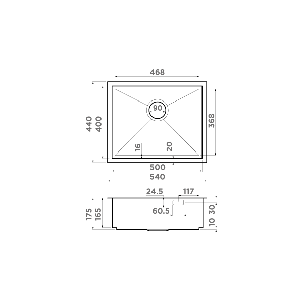 Кухонная мойка Omoikiri Kasen 54-16 INT GM нерж.сталь/вороненая сталь 4997061