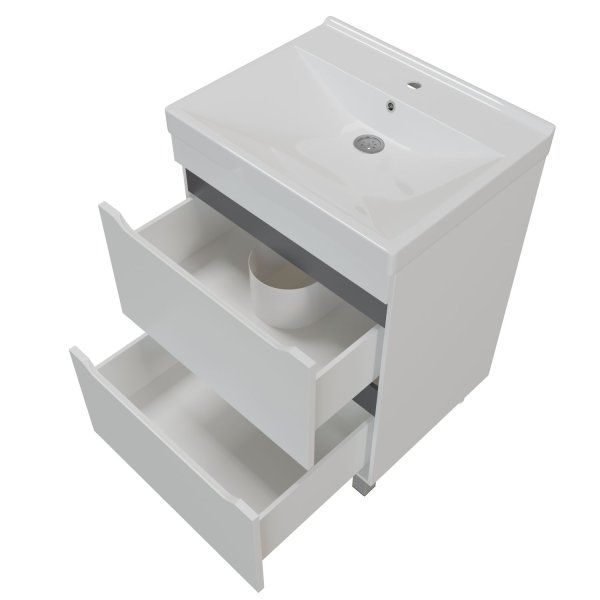 Тумба для ванной MIXLINE "Лайн-60" 2 ящика под раковину Fest-60 (Sanita Lux) (ПВХ) (555470)