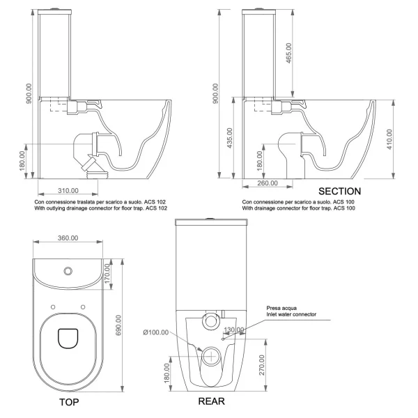 Чаша напольного безободкового унитаза GSG Like LKMBL000P