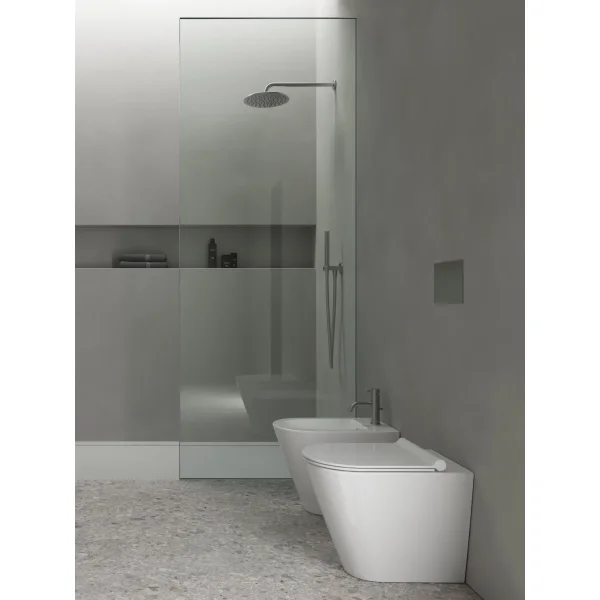 Унитаз приставной Catalano Zero 0114550001 безободковый, торнадо, белый глянец