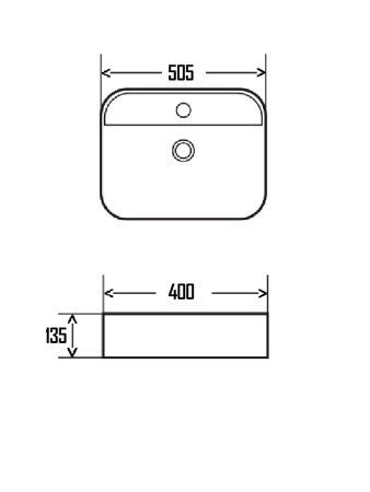 Раковина настольная с отверстием под смеситель AQUAme AQM5001 AQM5001, 505x400x135