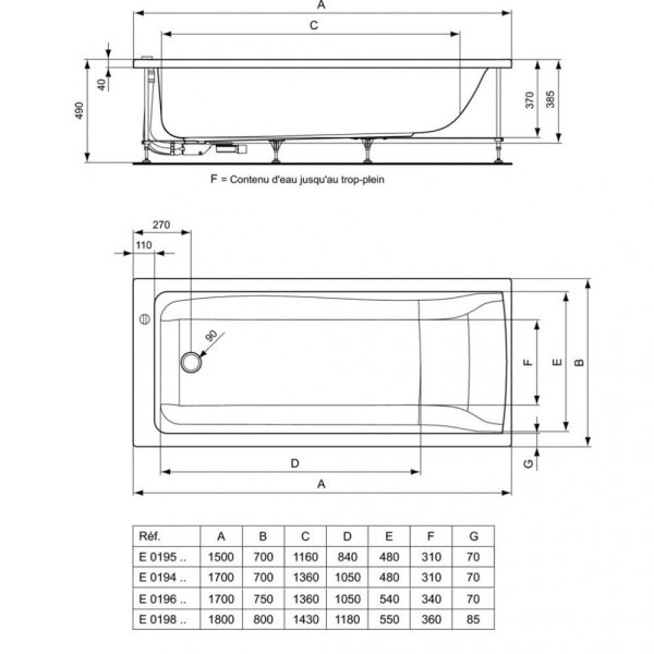 Акриловая ванна Ideal Standard Connect E019601 170X75