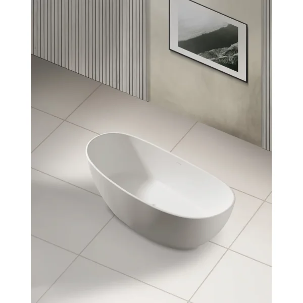 Ванна из литьевого мрамора Abber Stein AS9615-1.8 180x85 см, отдельностоящая, белый матовый