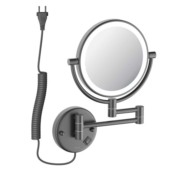 Зеркало косметическое настенное с подсветкой 5х Aquatek AQ4915BGM, оружейная сталь