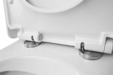 Унитаз-компакт напольный Azario Quadro 605x340x810 безободковый с сидением микролифт и арматурой, белый (AZ-2175)