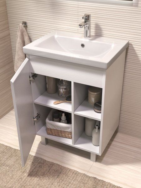 Тумба под раковину VIGO Milos 600-1-0 (Como) белый, поставляется в разобранном виде (316 белый)