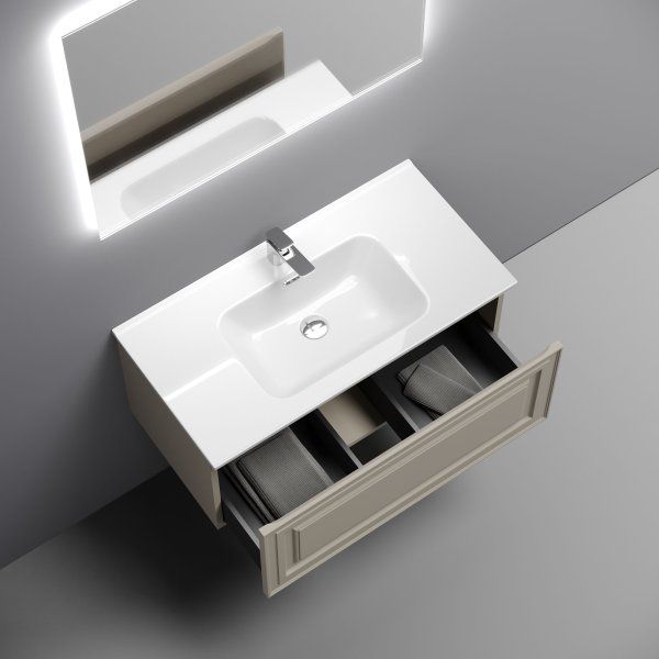 Тумба подвесная SANCOS Very 890х445х406, c одним  ящиком оснащенным доводчиками, Beige Soft , VR90CE