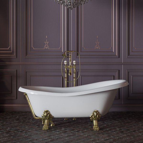 Ванна из искусственного камня Migliore Milady 26240 185х82 белый/золото