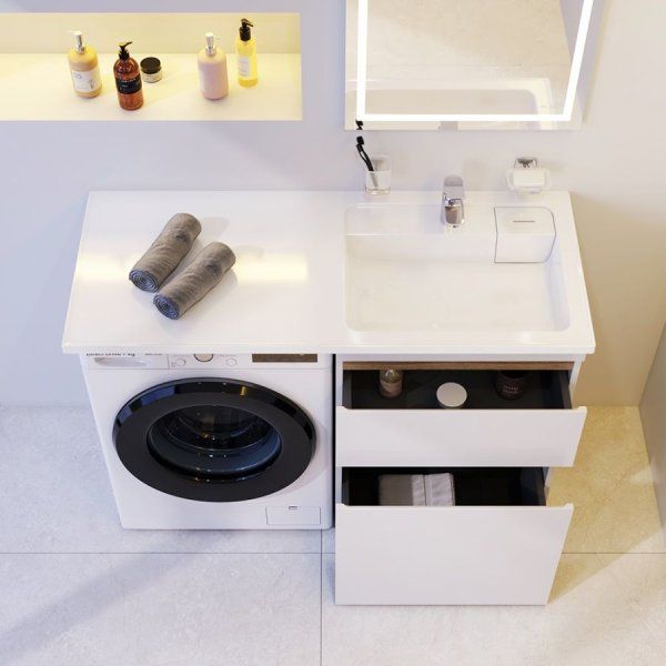 Раковина над стиральной машиной, литьевой мрамор, правая, 120 см, белый глянец AM.PM  X-Joy M85AWPR1201WG