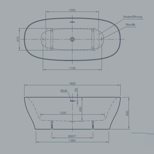 Акриловая ванна Knief Hot 0100-272 180x80 отдельностоящая, белый