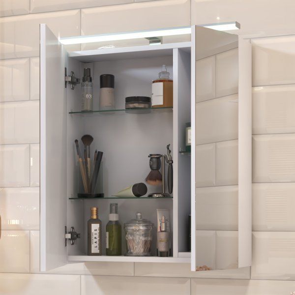 Шкаф VIGO навесной с зеркалом Plaza 600 со светильником (zsh.PLA.60.El)