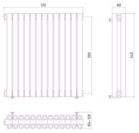Дизайн-радиатор Сунержа Эстет 500х515 хром (13 секций) водяной