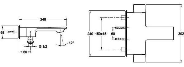 Смеситель Jacob Delafon Stance E9100-CP для ванны с душем