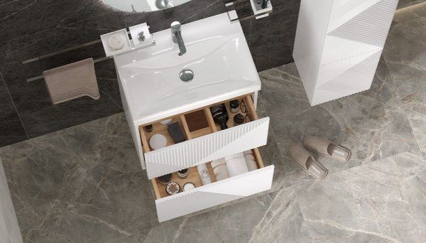 Тумба Velvex подвесная Edge 60.2Y (белая) (tn.EDG.9696.60.2Y белый глянец)