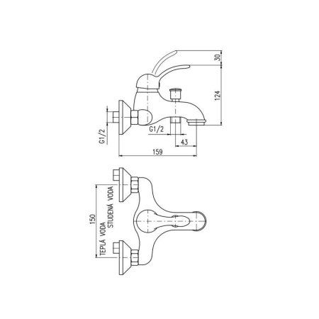 Смеситель Rav Slezak Labe L054.5Z для ванны золото