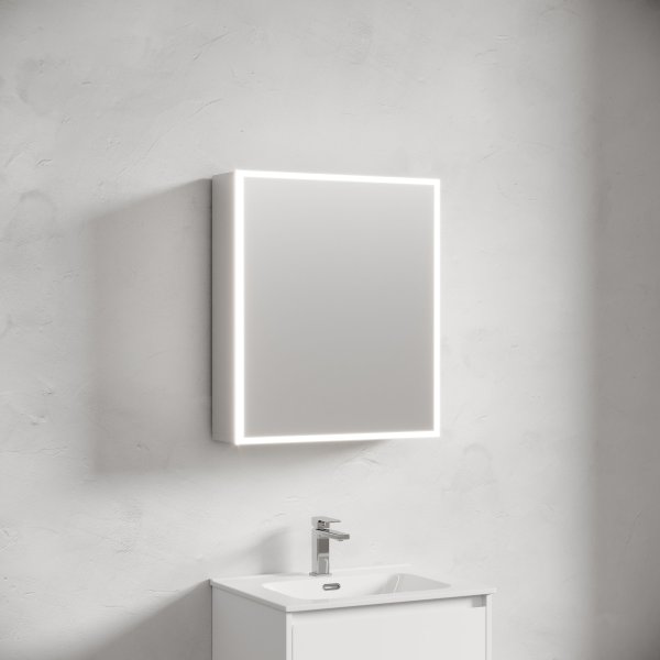 Зеркальный шкаф для ванной комнаты из алюминия SANCOS Evoke 600x700х136 мм, с LED подсветкой,  SC8060