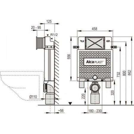 Система инсталляции для унитазов AlcaPlast A100 Alcamodu A100/850