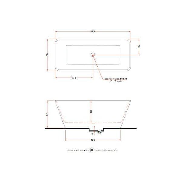 Ванна из искусственного мрамора Gruppo Treesse Viva V286BO 165х70 белый матовый
