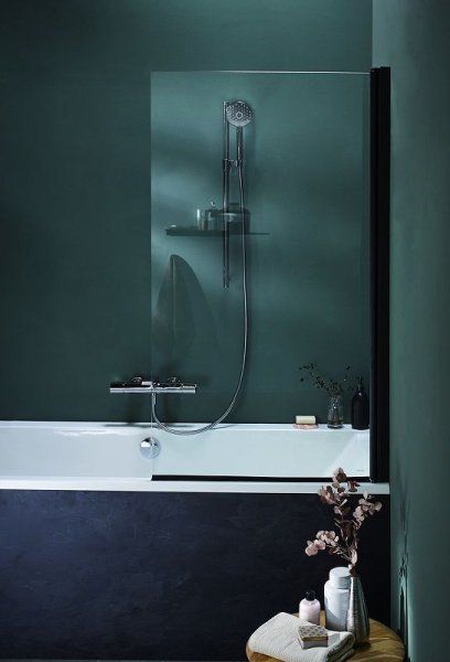 Шторка для ванны распашная Jacob Delafon Struktura 80х140 цвет профиля черный (E6D042-BL)