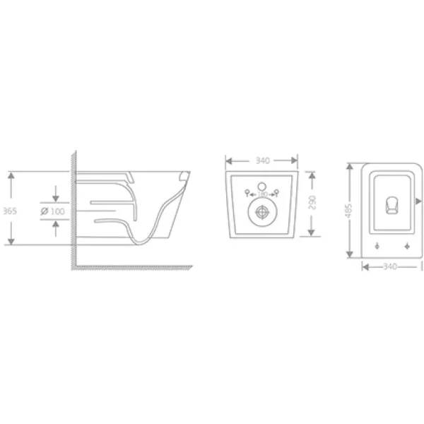 Унитаз подвесной River Gudzon 485 WT 10000013702 безободковый, торнадо, с сиденьем микролифт, белый