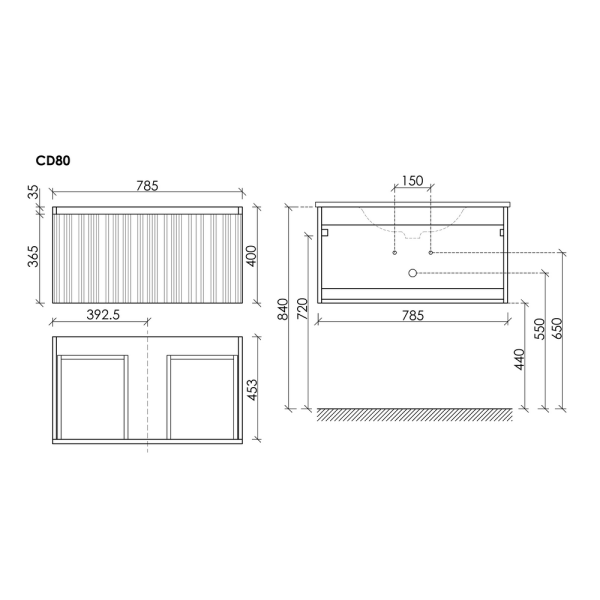 Тумба подвесная SANCOS Code 785х453х400, c одним  ящиком оснащенным доводчиками, цвет серо- бежевый,  CD80GB