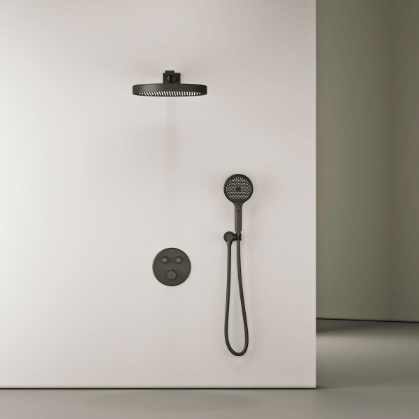 Душевой комплект SANCOS Space встраиваемый c термостатическим смесителем, цвет черный матовый ,  SC3006MB
