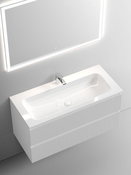 Тумба подвесная SANCOS Snob T 995х445х500, c двумя ящиками оснащенными доводчиками, Bianco, SNT100W