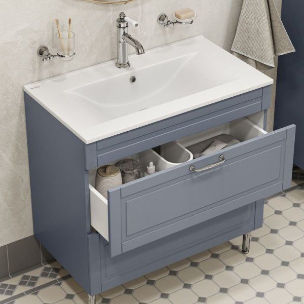 Тумба IDDIS с умывальником, напольная, 80 см, светло-серый, Oxford (OXF80L0i95K)