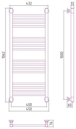 Полотенцесушитель водяной Сунержа Богема+ прямая 03-0220-1040 1000x400 золото