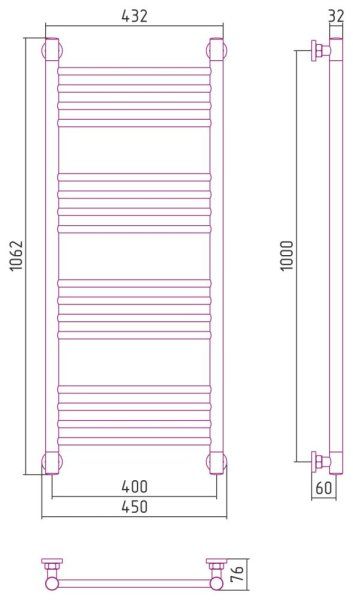 Полотенцесушитель водяной Сунержа Богема+ прямая 032-0220-1040 1000x400 золото матовое