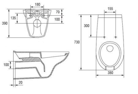 Унитаз подвесной Cersanit Etiuda P-MZ-ETIUDA-COn без сиденья