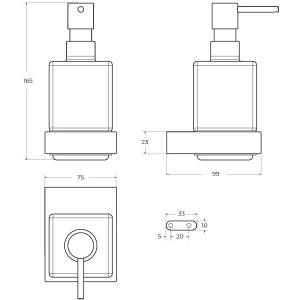 Дозатор для жидкого мыла Cezares Slider SLIDER-SOIS-V-IN 200 мл, настенный, сатин